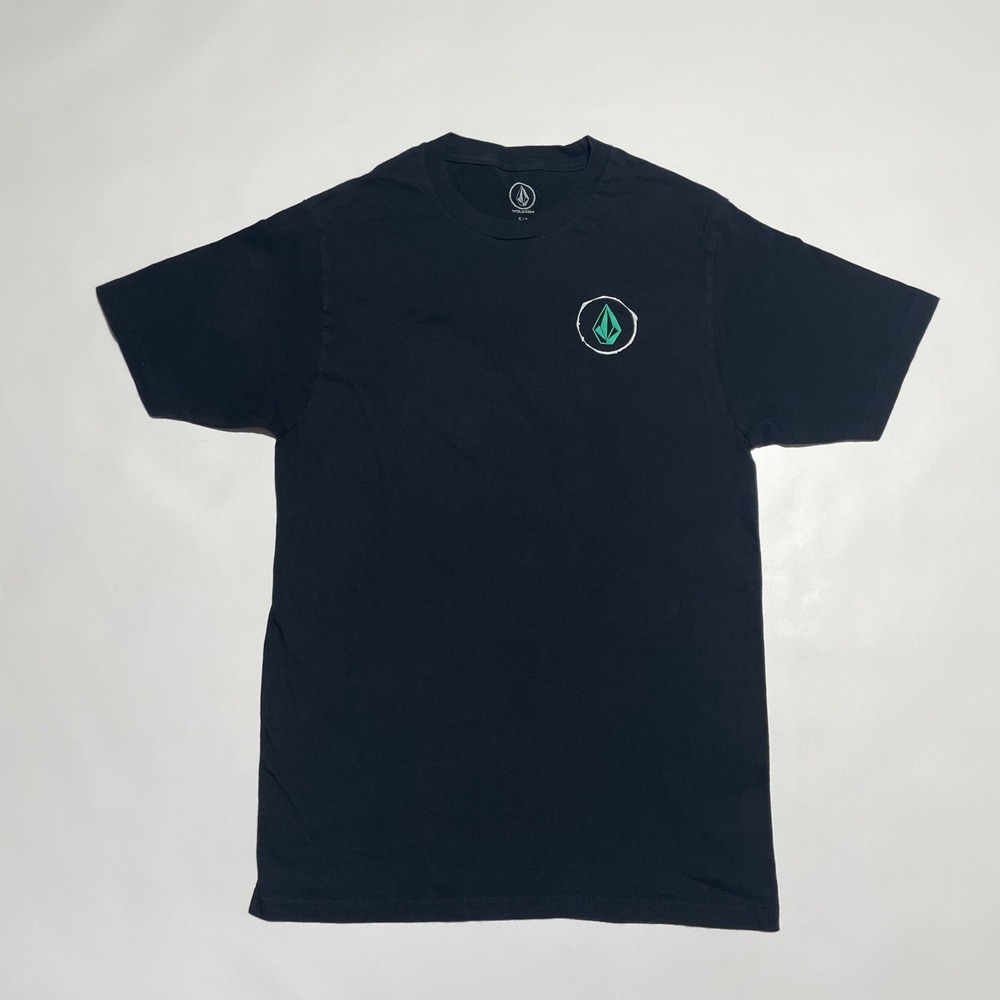 Volcom T-Shirt Short Sleeve Green Logo Black White Men's Size Small
